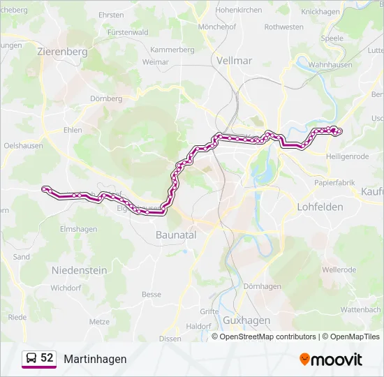 52 Bus Line Map