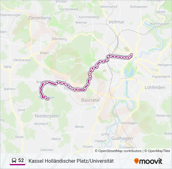 52 Bus Line Map