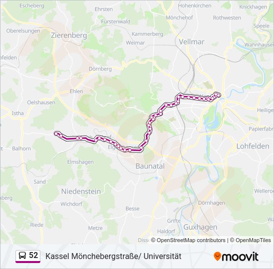Автобус 52: карта маршрута