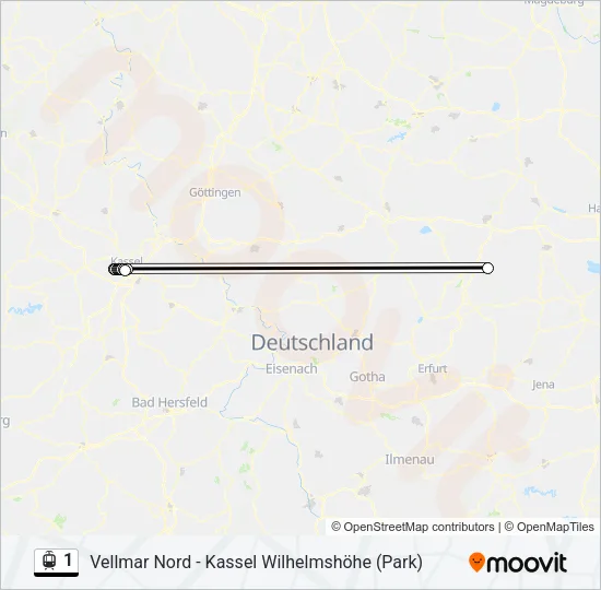 Straßenbahnlinie 1 Karte