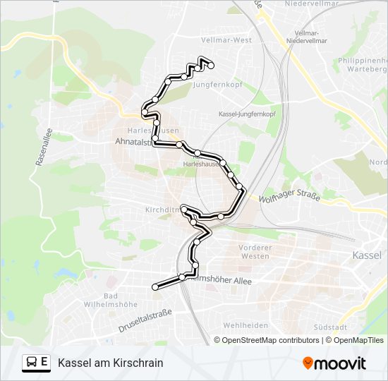 Автобус E: карта маршрута