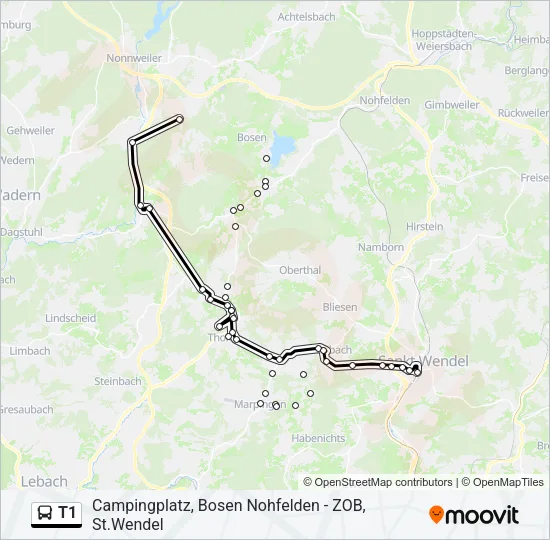 T1 Bus Line Map