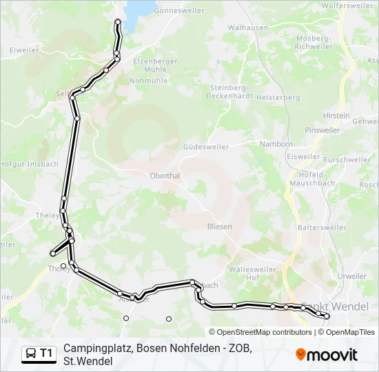 T1 Bus Line Map