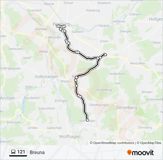 121 Bus Line Map