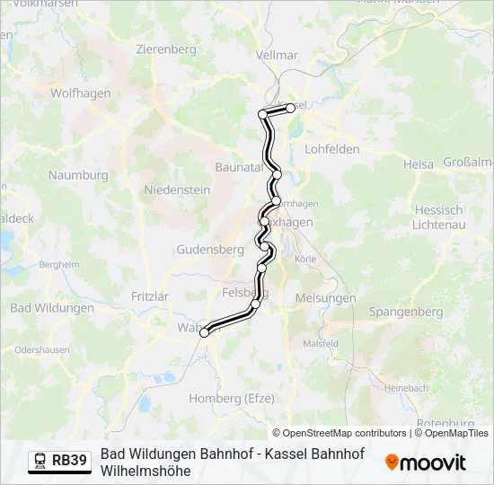 Bahnlinie RB39 Karte