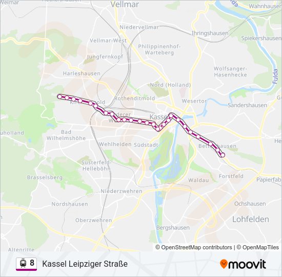 Straßenbahnlinie 8 Karte