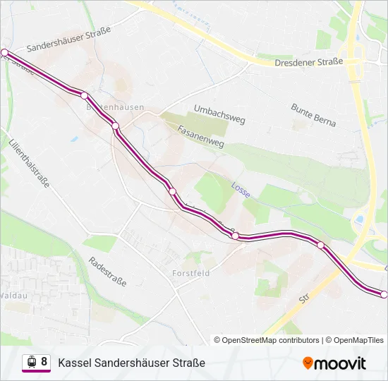 Straßenbahnlinie 8 Karte