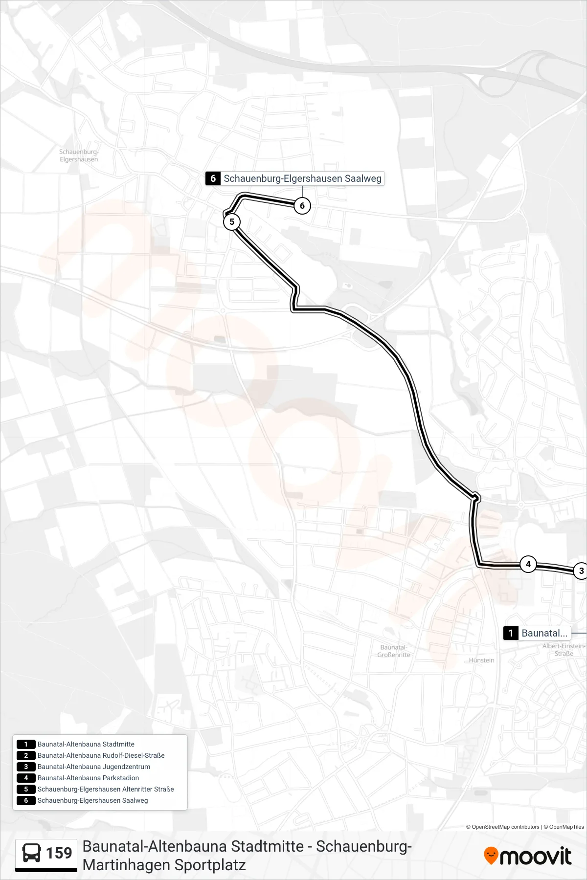 159 bus Line (Elgershausen) route and stops on a map