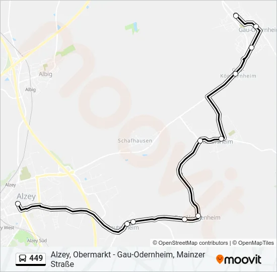 449 Bus Line Map