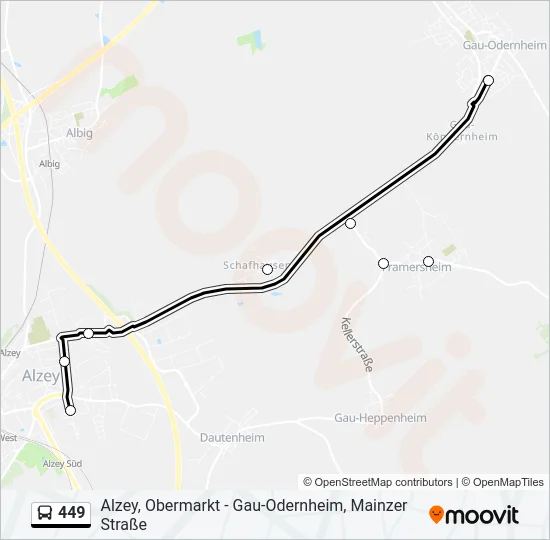 449 Bus Line Map