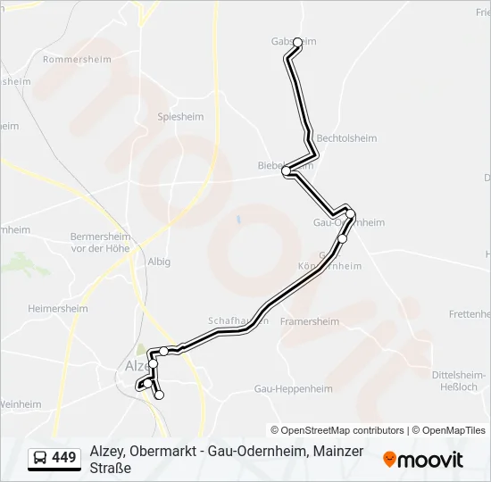 449 Bus Line Map