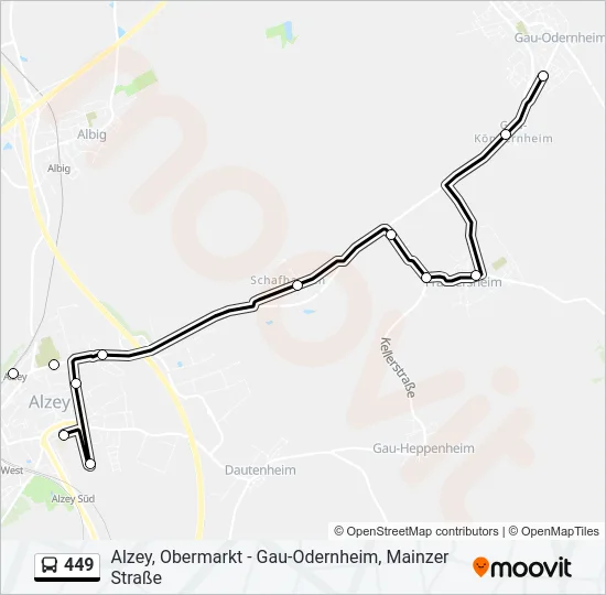 449 Bus Line Map
