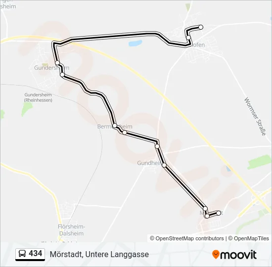 434 Bus Line Map