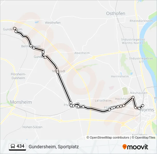 434 Bus Line Map