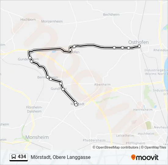 434 Bus Line Map