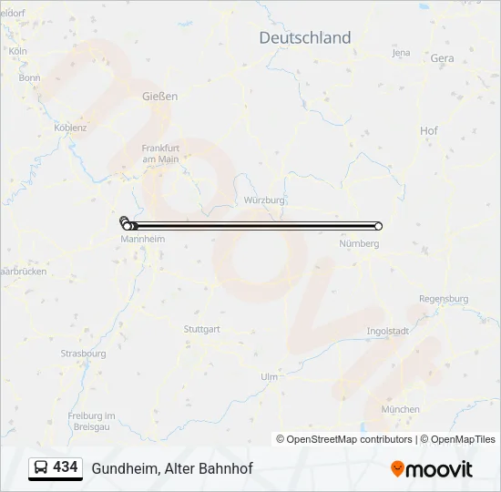 434 Bus Line Map