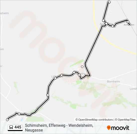 445 Bus Line Map