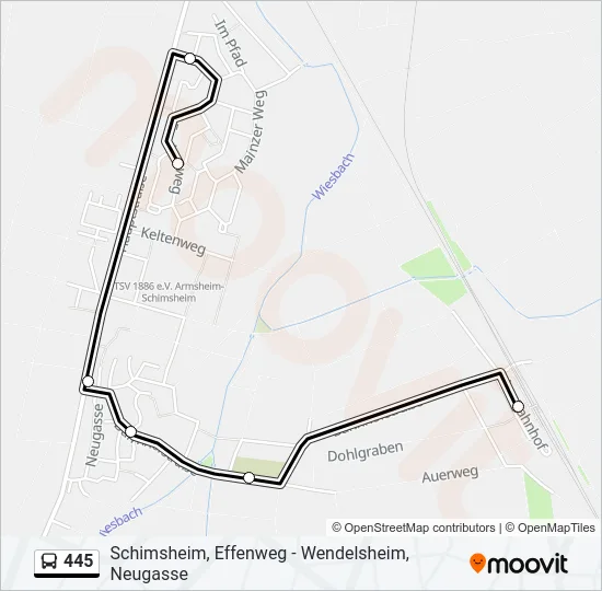 445 Bus Line Map