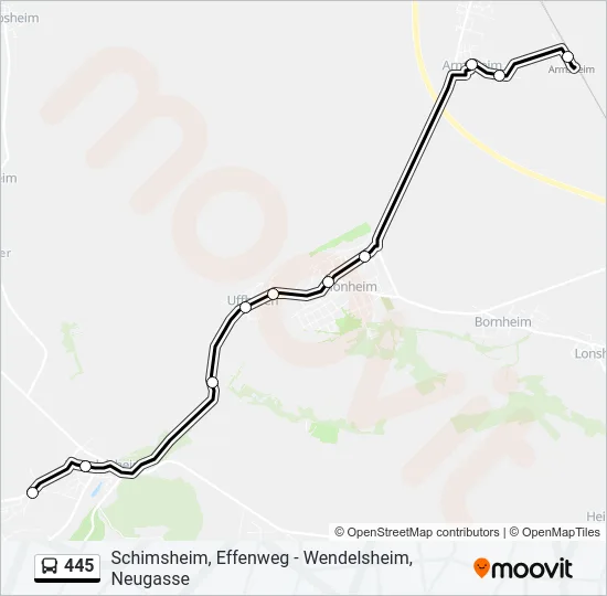 445 Bus Line Map