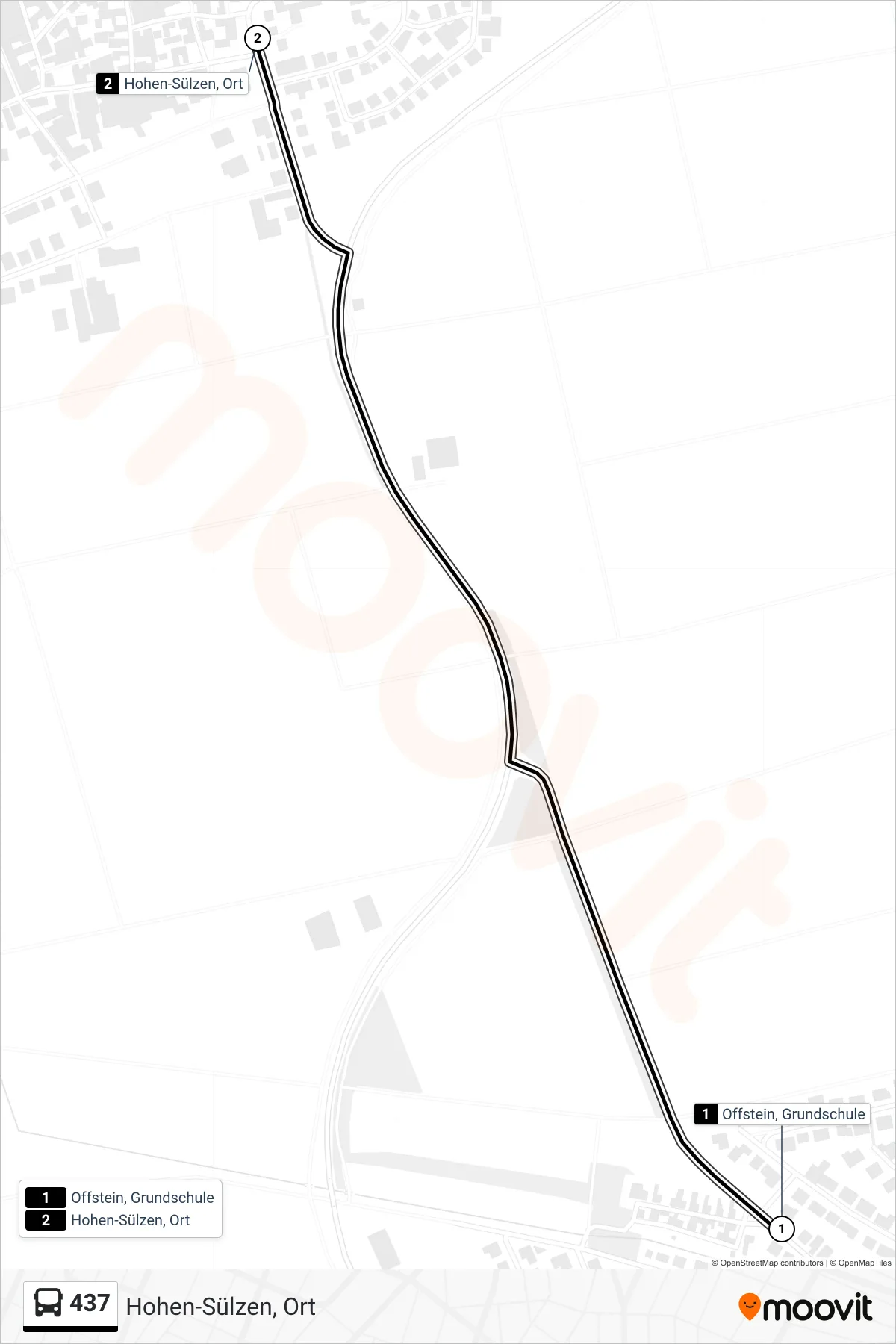 437 bus Line (Hohen-Sülzen, Ort) route and stops on a map