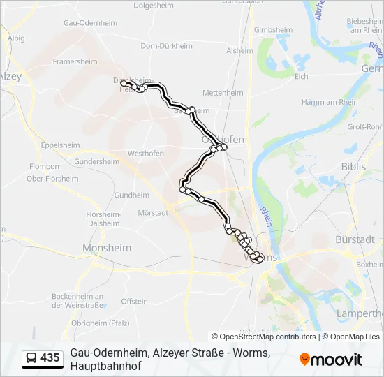 Автобус 435: карта маршрута