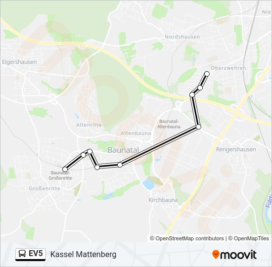 Автобус EV5: карта маршрута