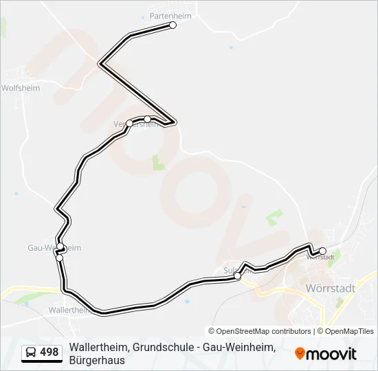 498 Bus Line Map
