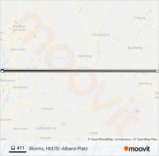 411 Bus Line Map