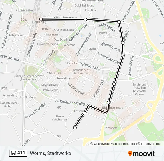 411 Bus Line Map