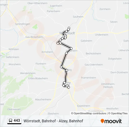443 Bus Line Map