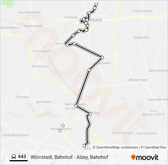 443 Bus Line Map