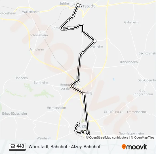 443 Bus Line Map