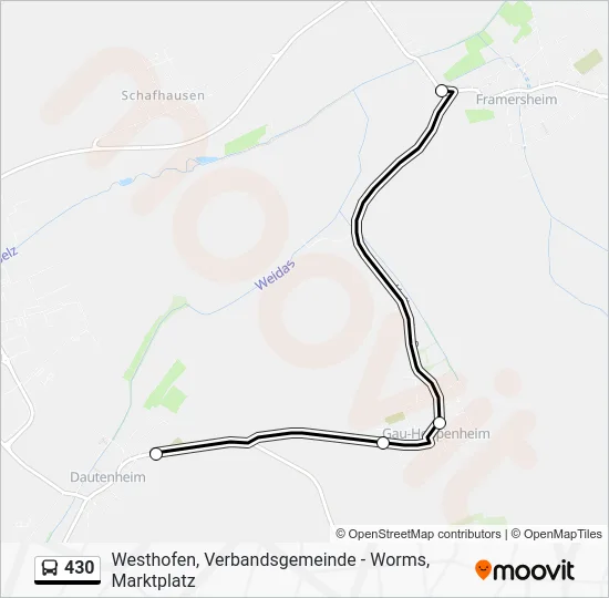 Автобус 430: карта маршрута