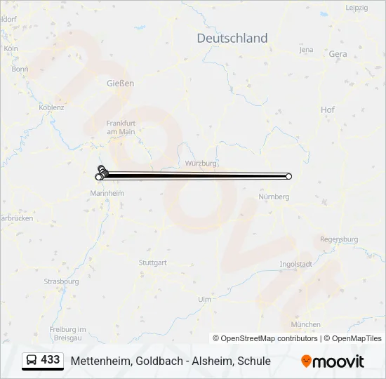 433 Bus Line Map