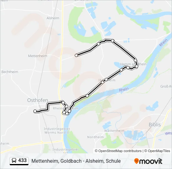 433 Bus Line Map