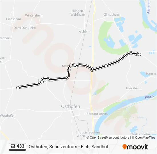 433 Bus Line Map