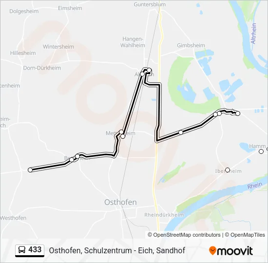 433 Bus Line Map