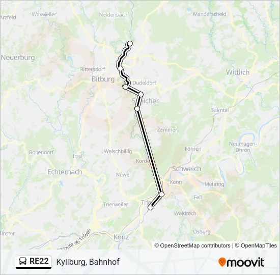 Buslinie RE22 Karte