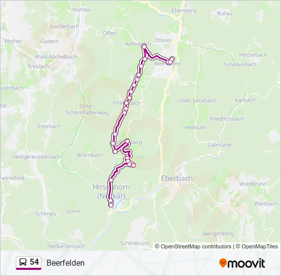 54 Bus Line Map