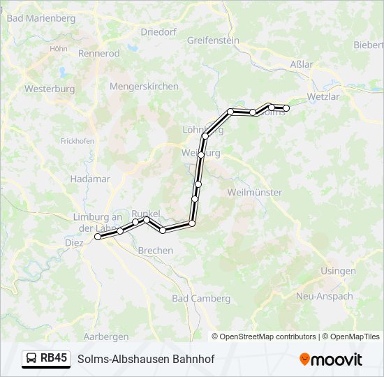 RB45 Bus Line Map