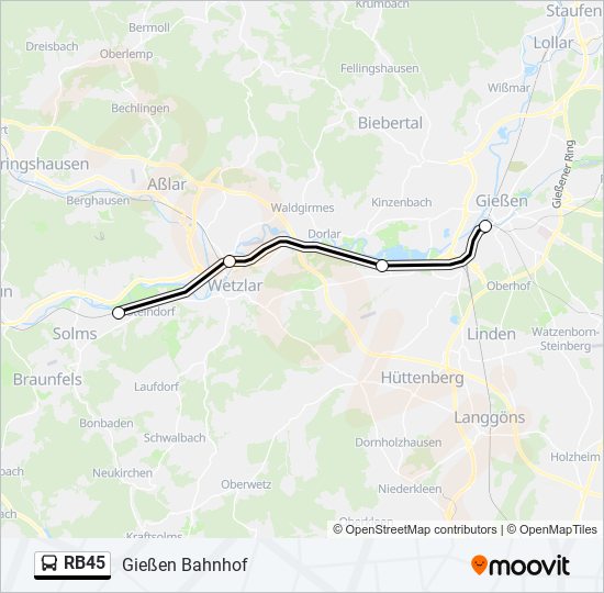 RB45 Bus Line Map