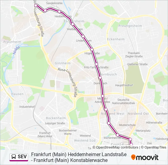 SEV Bus Line Map