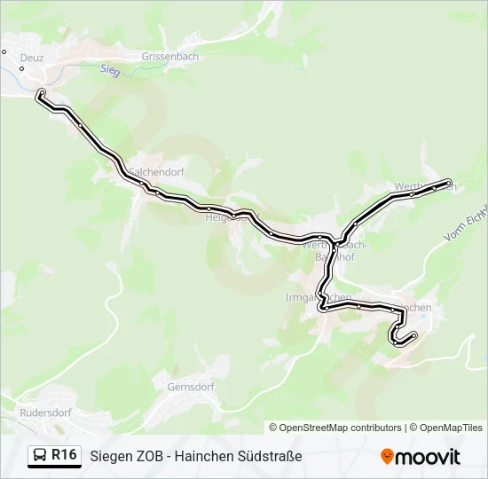 R16 Bus Line Map
