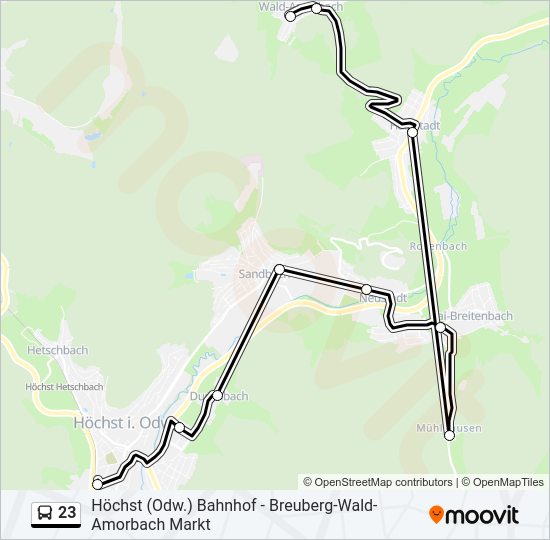 23 Route: Schedules, Stops & Maps - Höchst (Odw.) Bahnhof (Updated)