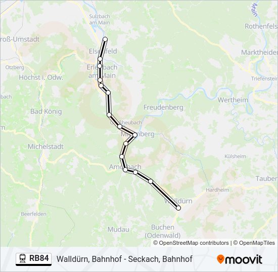 Поезд RB84: карта маршрута