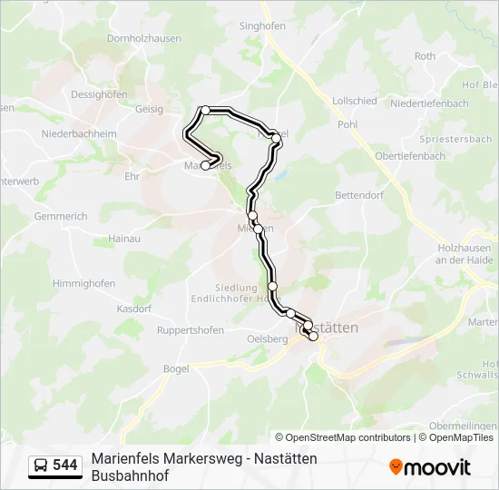 Автобус 544: карта маршрута