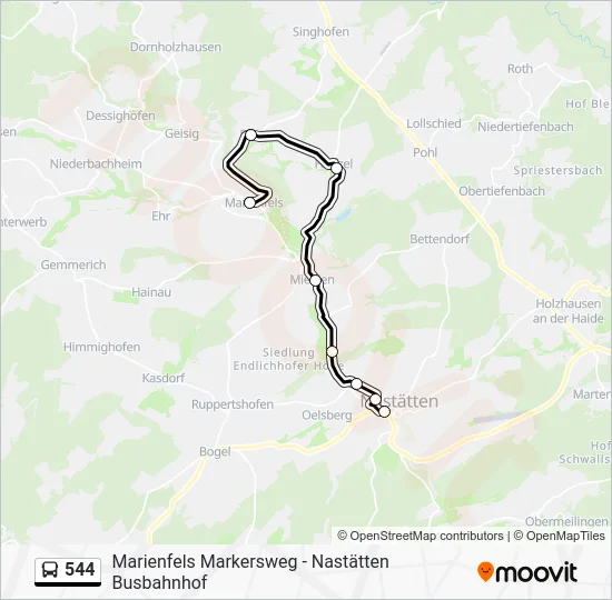 Автобус 544: карта маршрута