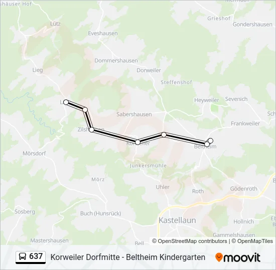 637 Bus Line Map