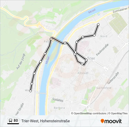 80 Bus Line Map