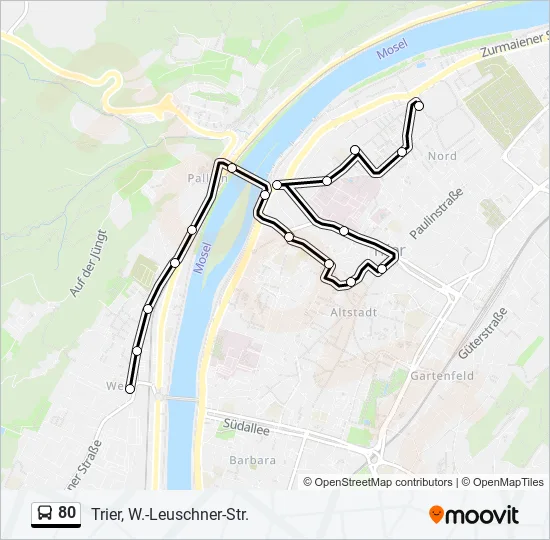 80 Bus Line Map